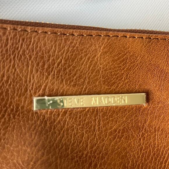 STEVE MADDEN Clutch Purse Wrist Strap Zipper Brown Vegan Leather Classic Minimal - Picture 11 of 12